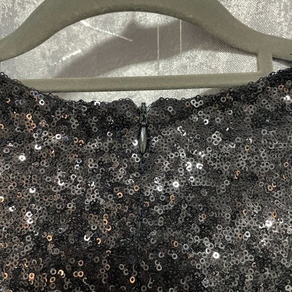 TOBI Black Sequin Deep V Mini Dress - Sexy & Sparkly, Events & Nights Out - Sz M - Picture 5 of 7